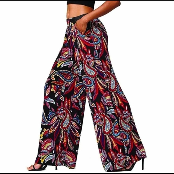 BIJORCA Pants - PRINT PALAZZO PANTS--ONE SIZE